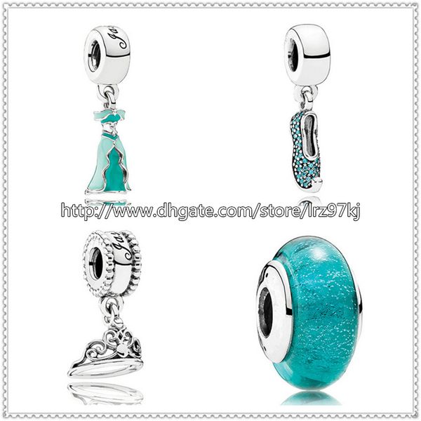 

100% 925 sterling silver charms and murano glass bead set fits european jewelry charm bracelets-jasmine's set, Black