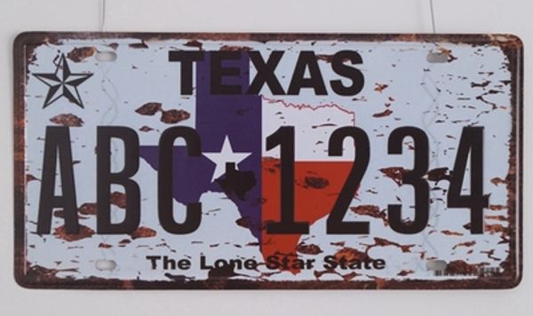 

wholesale- new vintage metal tin signs ronexh-004 texas ab6.1234 " license plates wall art craft home decor 15x30cm