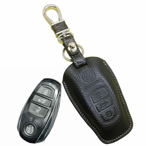 

2015 New leather car key fob cover holder for volkswagen vw Touareg 2013 2014 car Key leather case wallets keychain ring remote accessories