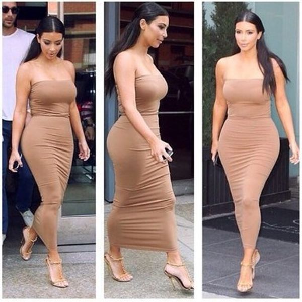 

2015 summer women strapless long dress bandage bodycon kim kardashian celebrity casual dress, Black;gray