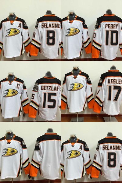 

men's anaheim ducks 17 kesler 15 getzlaf 10 perry blank 8 selanne white ice hockey jerseys,low price jerseys quality, Black;red