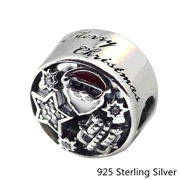 

2017 winter charms fits pandora bracelets 925 sterling silver jewelry christmas joy with a little star and a present charms beads, Black