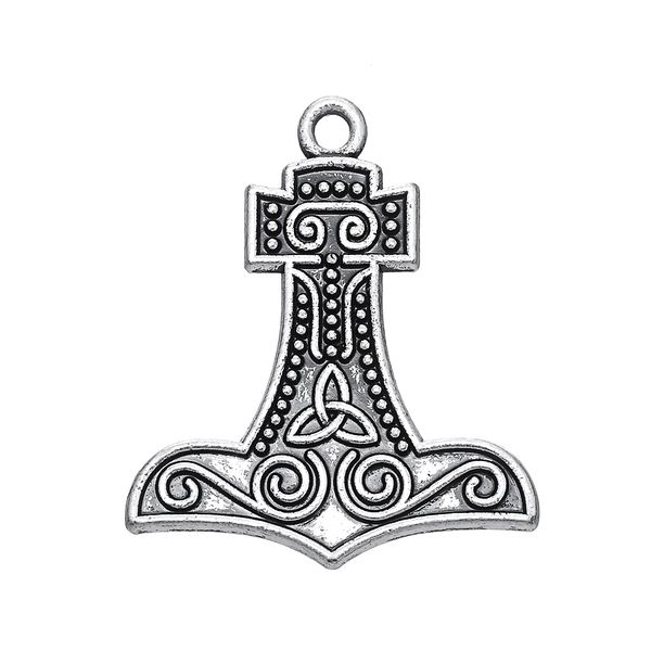 

Религиозный Дизайн Mjolnir Thor Hammer Мотаться Античная Посеребренная Шарм DIY ОжерельеБраслет Для Мужчин И Женщин Подарок 10 шт.