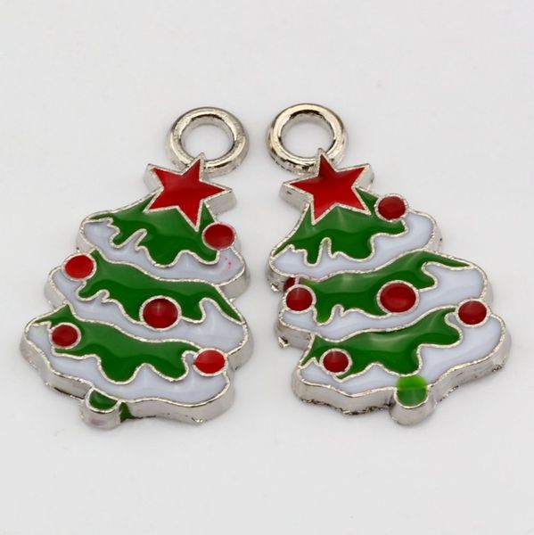

120pcs green enamel christmas tree charm pendant 15x 26 mm diy jewelry, Bronze;silver