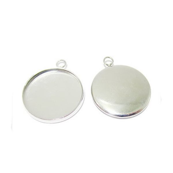 

beadsnice pendant trays base brass round blank bezel base cameo mountings handmade pendant gift for her, Slivery;crystal