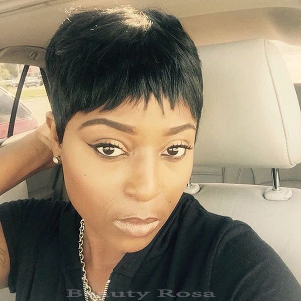 

wigs for black women pixie cut short human hair wigs for black women bob full lace front wigs with baby hair for africans, Black;brown