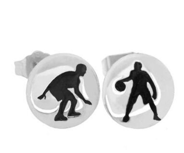 

5pairs/lot special new jewelry basketball hypoallergenic earrings sport women men earring screw back earring drop shipping, Golden;silver