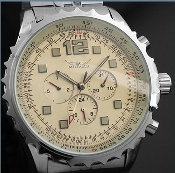 Mode-Armbanduhr Herren Business JARAGAR Mode Datum Edelstahl Uhren JR39