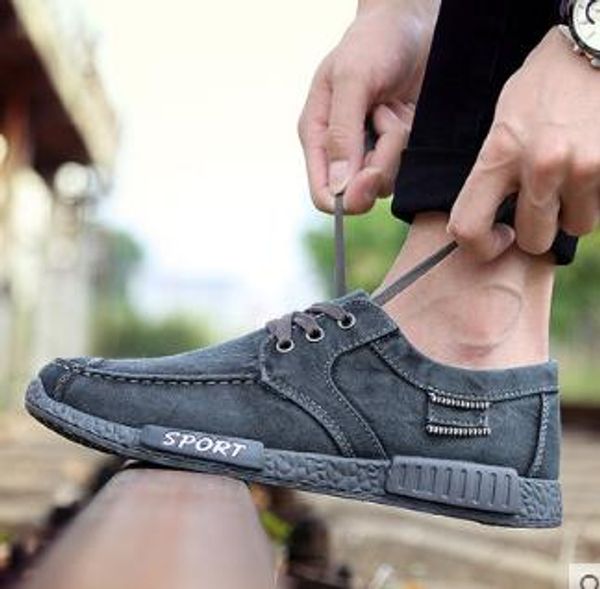 

new men's canvas shoes, fashion comfortable low-style men's denim flat summer loafers sdogb, Black