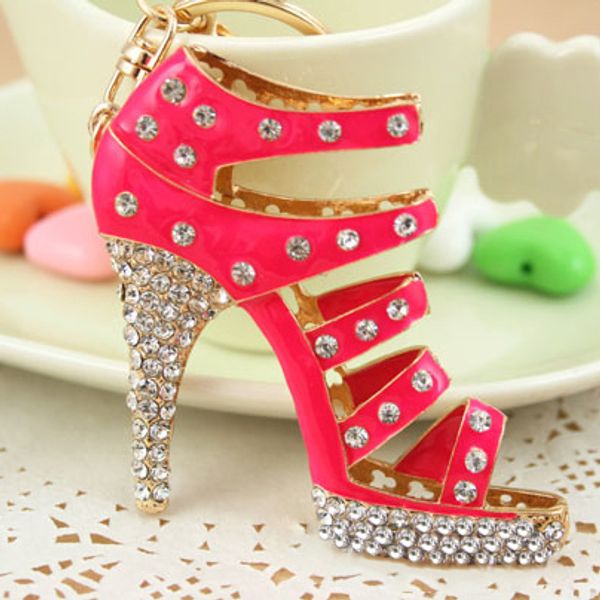 

fashion key ring holder,red high-heel shoe key chains,purse/handbag charms, gift ,real gold plated alloy keyring,ing, Slivery;golden