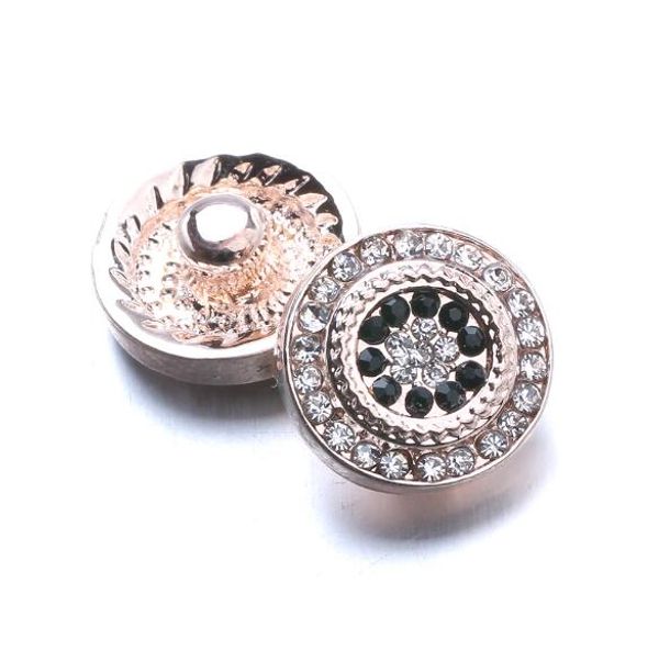 

12pcs shinny snap jewelry crystal rose gold flower metal 18mm snap buttons fit diy oem snap bracelets for women, Bronze;silver