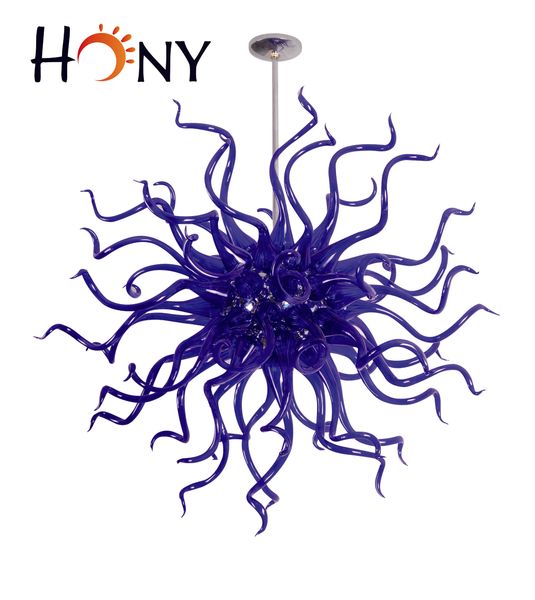 

flower style blue stained europe murano blown glass chandelier lamp
