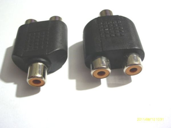 100 Stück neue Dual 2-RCA-Buchse auf 1-RCA-Buchse Audiokabel-Adapter