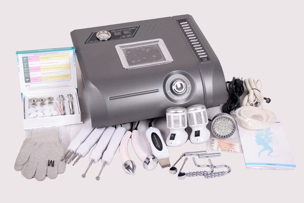 

7 in 1multi-functional beauty equipment face scrubber /diamond dermabrasion/ultrasound/pn/bio/magic golve/cold and treatment, Black;white