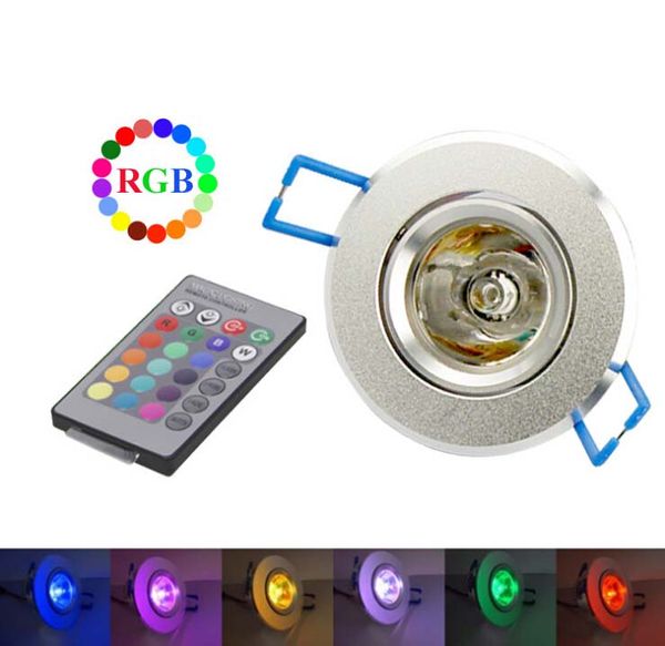 

3w 85-265v rgb ceiling downlight ceiling lamp wall lights recessed lamp spotlight + remote control rgb led bulbs ktv dj party led spotlight