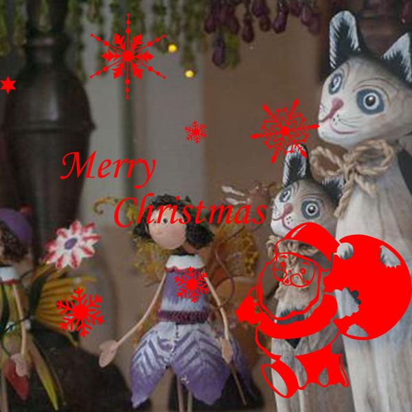 

merry christmas santa claus wall stickers removable art decals home décor for glass window store living room