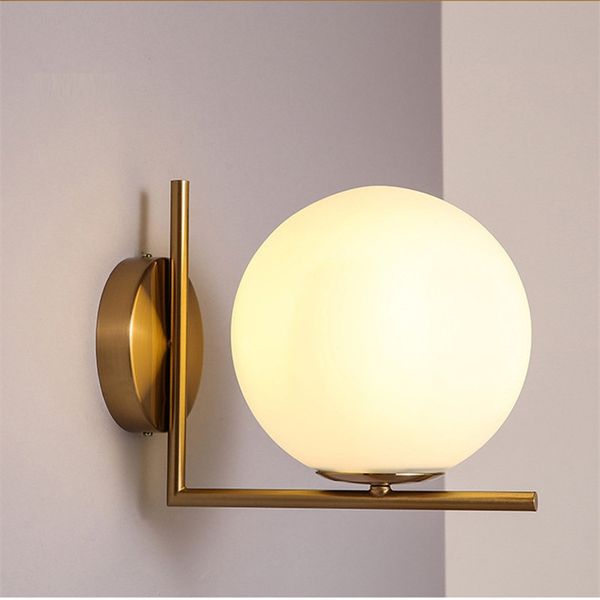 2019 L62 Creative Modern Minimalist Glass Milk White Ball Wall Lamp Single Head Lamps Lighting Bedroom Bedside Aisle Wall Lights Drop Shipping From