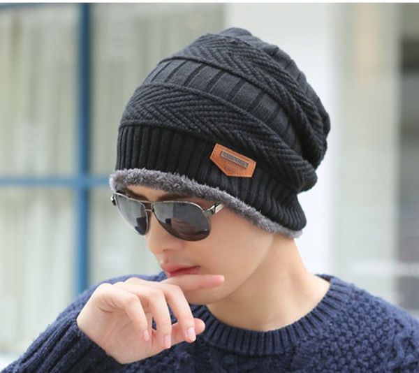 

beanies winter warm ski fleece thick slouchy 10pcs/lot discount skullies outdoor knitted solid cap hat gaioa, White;black