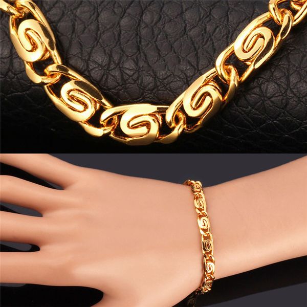 

"18K" штамп цепи браслеты ювелирные изделия оптом 18k настоящее позолоченные классический дизайн модные унисекс браслеты браслеты H750