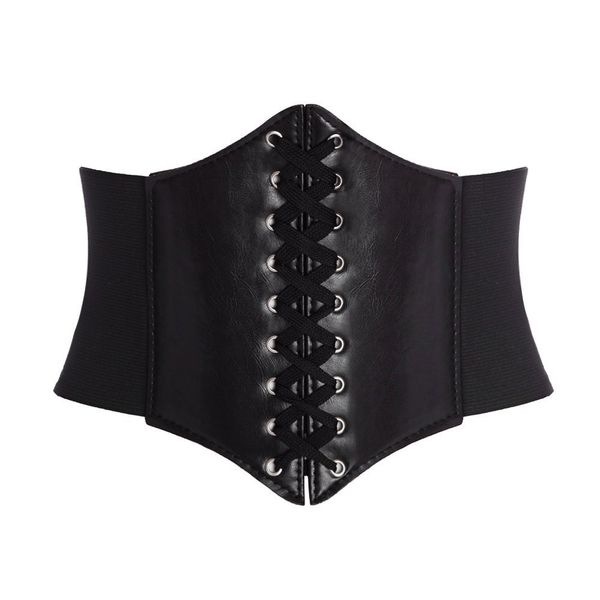 

wholesale-5 color waist trainer faux leather waist training corset cincher wide waist belt fajas reductoras for women ing, Black;white