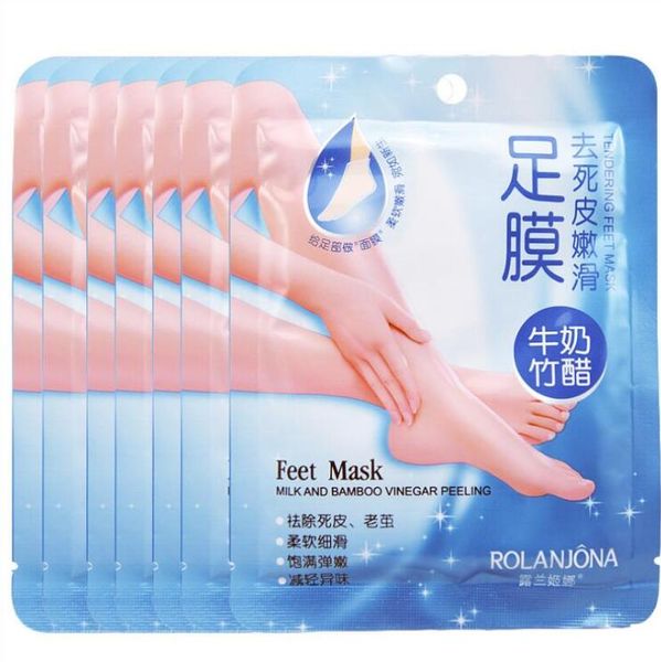 

rolanjona feet treatment mask milk bamboo vinegar baby foot peeling exfoliating mask remove dead skin cuticles heel pedicure socks