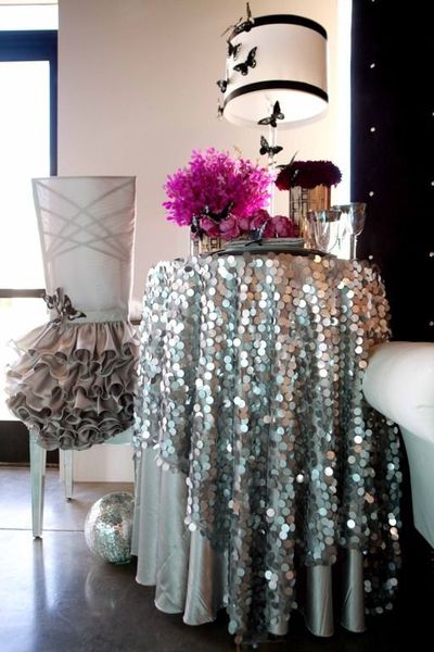 

72 '' круглый 18 мм серебряный большой блесток скатерть для свадьбы события коктейль украшение стола