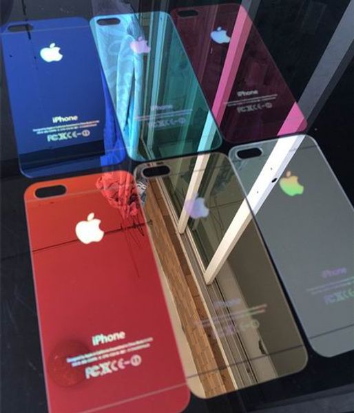 Colorful Tempered Glass Screen Protector Mirror Anti Scratch Shatterproof For Iphone 5 5s 6 Plus