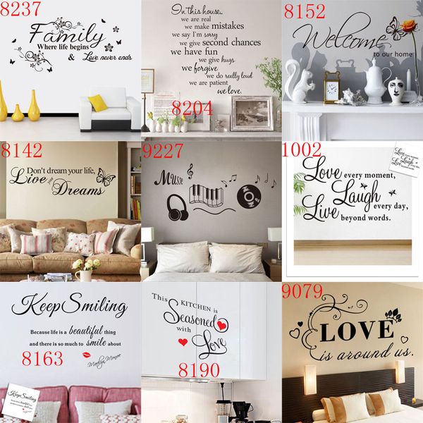 

Mixed Styles Wall Quotes Wall Stickers Decal Words Lettering Saying Wall Decor Sticker Vinyl Wall LOVE Art Stickers Decals hot wholesale