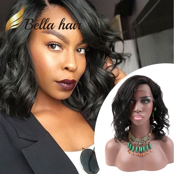 

full lace wig short cut wavy bob pre plucked virgin human hair front lace wigs for black women style deals natural color 130% 150% 180%, Black;brown