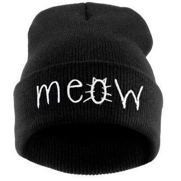 

wholesale-hot sale quality winter hat , meow beanie knitted warm wool hip hop skullies beanies hats for women men free shipping, Blue;gray