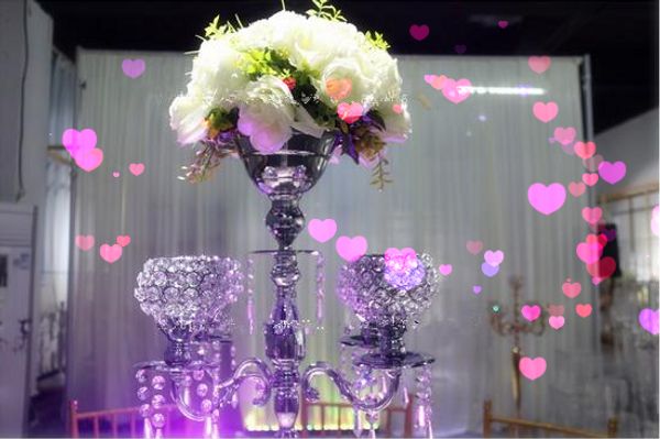 Best Selling candelabros de casamento Bola de Cristal, casamento central candelabros de casamento de altura