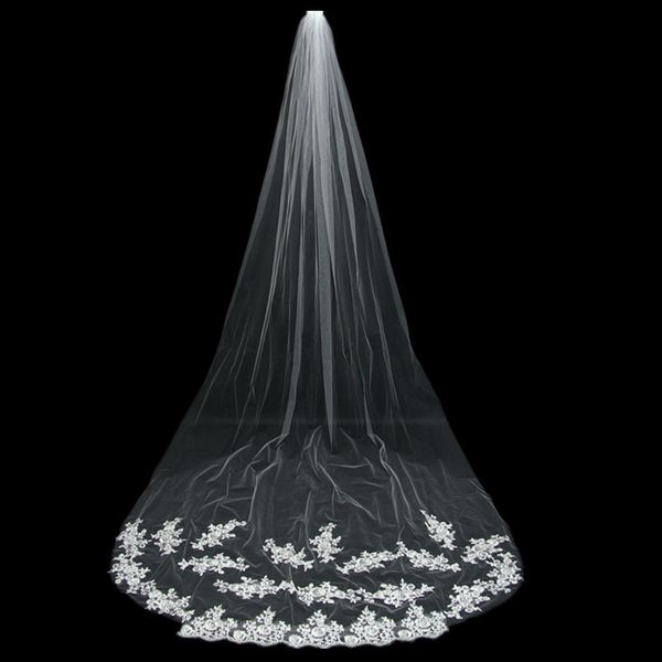 

2020 Best selling Wedding Veils One Layers Gorgeous Appliques Lace on Edge Chapel Length Bridal Veil Cheap