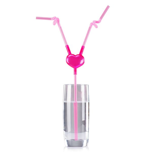 

Love Heart Pink Drink Straw DIY Art Decoration Romantic Party Disposable Straw Valentines Gift Promotion SD976