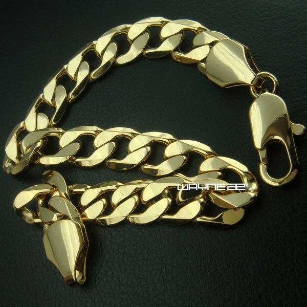 

23cm length;9mm band width men's 18k gold filled bracelet bangles b161, Black