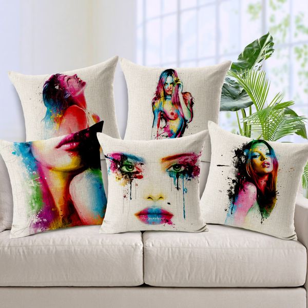 

beautiful throw pillow case modern europe art beauty body cushion cover home decoration linen cushion cover 45cm*45cm