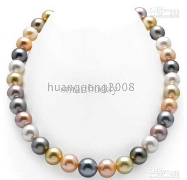 

new fine pearl jewelry sets 9-10mm south sea multicolour pearl necklace 18'' bracelet earring and ring 14k, Black