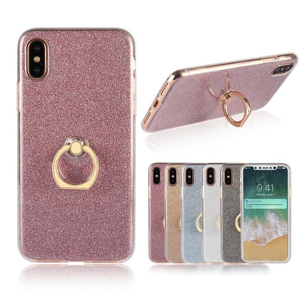

чехол glitter bling для iphone x 8 7 6plus чехол с держателем кольца мягкая крышка тпу для samsung s8 s7 s6 край телефон задняя крышка