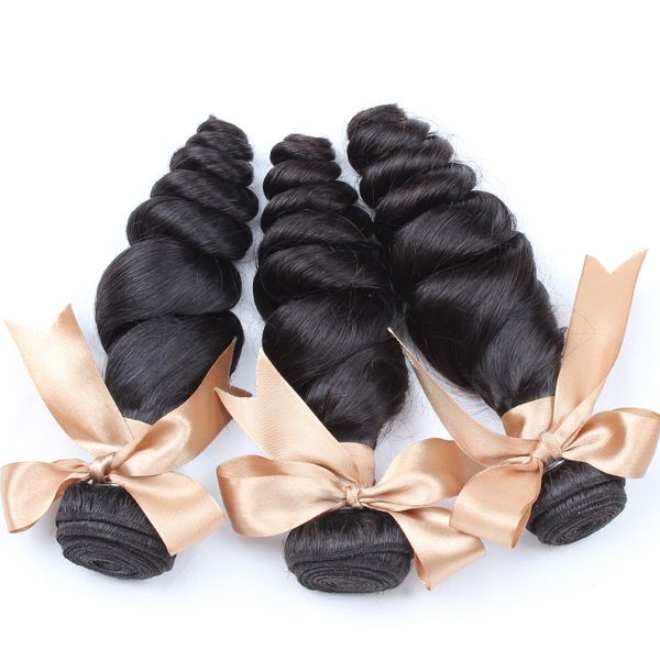 

brazilian hair bundles mink hairremy human hairweaves virgin unprocessed natural color double weft loose wave bellahair, Black