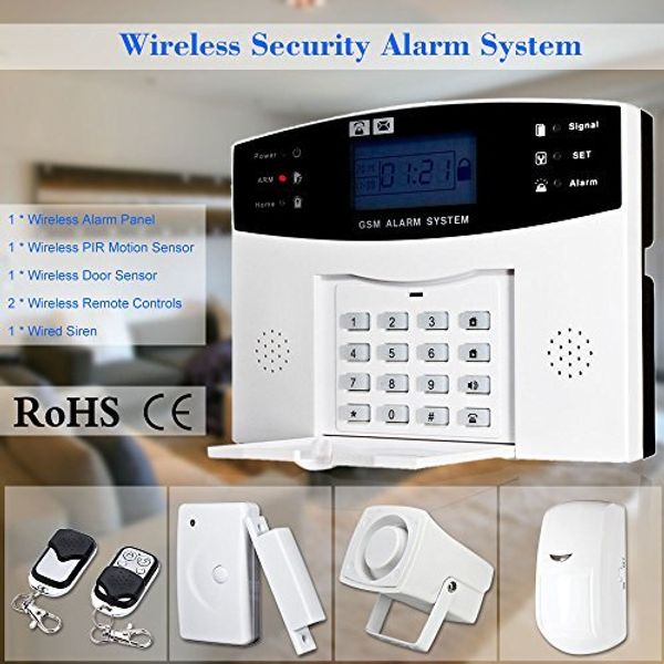 

2016 new sf-9908lcd wireless gsm sms home burglar security alarm system detector sensor kit remote control 433mhz