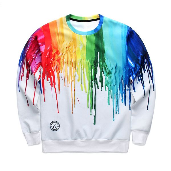 

wholesale-[eaca] european and us style new arrivals color painting printed hoodies for men/women harajuku casual long sleeve sweat shirt, Black