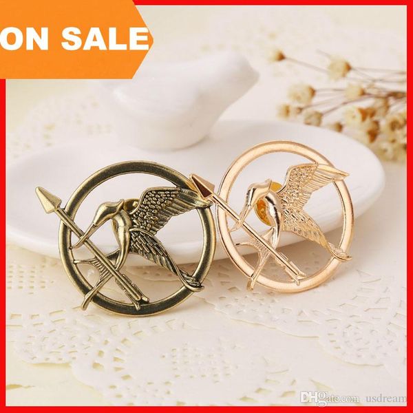 

the hunger games brooches inspired mockingjay and arrow brooch pins silver gold bronze bird badge for women men jewelry drop shipping, Gray