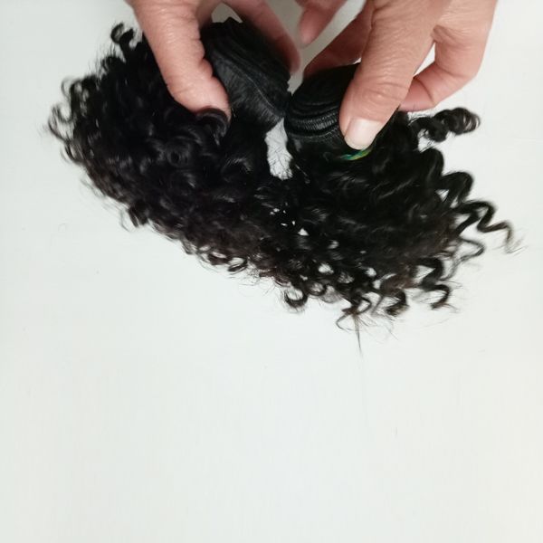 

beauty malaysian brazilian virgin human hair weft 8-12inch kinky curly factory wholesale price european indian remy hair 300g/lot, Black