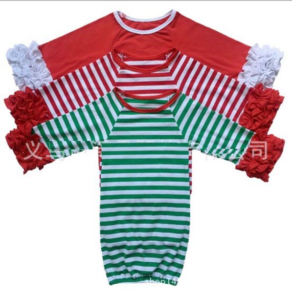 

29colors Infant sleep cloth Baby girl boy Cotton Gowns Ruffle Gown Long Sleeve sleep bag for 0-2T Christmas red green stripe deer Xmas