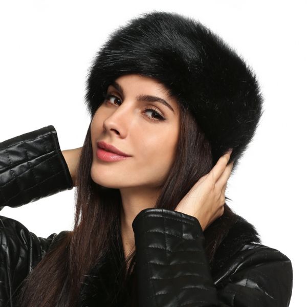 

wholesale-ladies faux fur hat headband winter ear warmer hat ski hair band head earmuff, Blue;gray