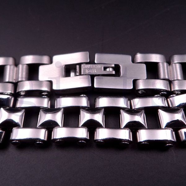 

men's cool silver bracelet stainless steel bangle watch chain jewelry, Black