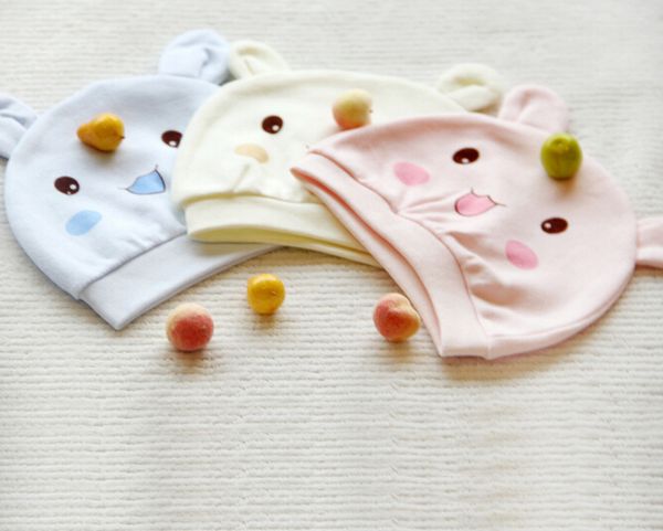 

400x новорожденный ребенок хлопок cap младенческой прекрасный кролик спальная шляпа мальчиков и девочек мультфильм шапки 3 цвета досуг шапки, Yellow