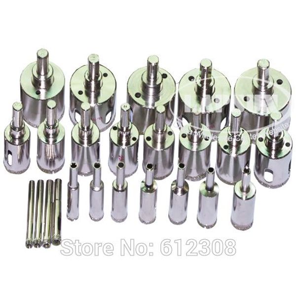 24 Stück/Set hochwertiges 3 mm–30 mm diamantbeschichtetes Bohrer-Set, Lochsäge, Lochsäge für Marmor, Glas, Fliesen, Keramik oder Granit