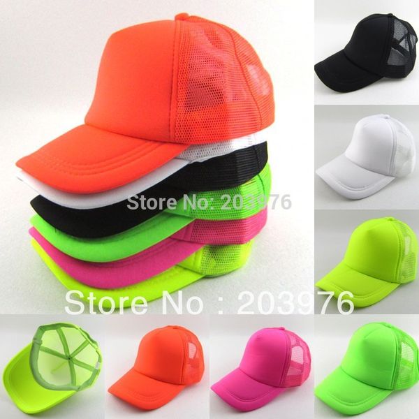 

Wholesale-NEON Fluorescent / Mesh / Plain / Blank / Trucker / baseball hat cap 5pcs/lot Free shipping 6 colors