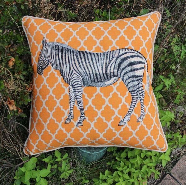 Vezo Home Embroidered Africa Jungle Animal Zebra Print Geometrics