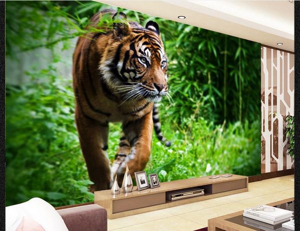 

paper tiger wallpaper hd three-dimensional fuhu living room murals wall murals animals
